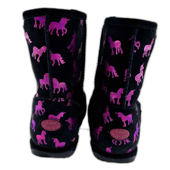 EMU Australia Girls Boots Sz K3 Rainbow Unicorn Brumby Mid-calf Serpa Lining - Picture 6 of 11